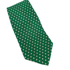 Lauren Ralph Lauren Mens Silk Tie Green Sailboat Nautical Print Necktie